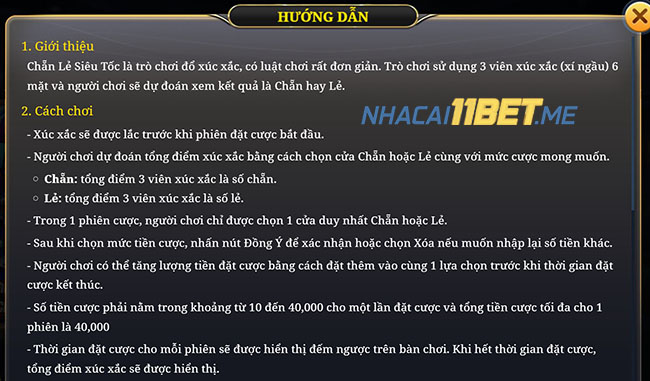 Cách chơi Chẵn lẻ Siêu Tốc tại V-Gaming 11Bet