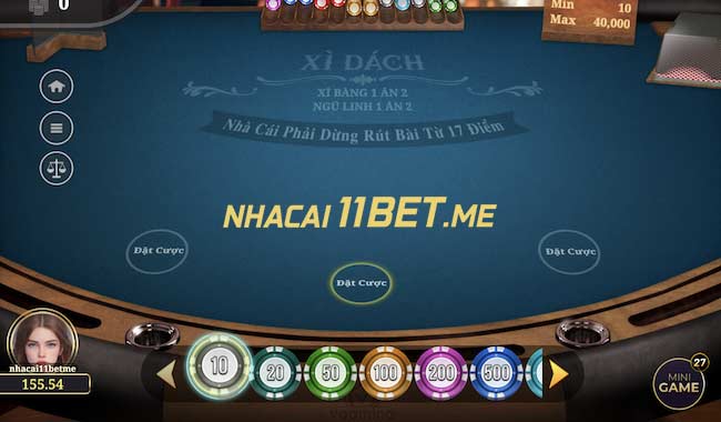 Giao diện trò chơi Xì Dách tại V Gaming 11Bet