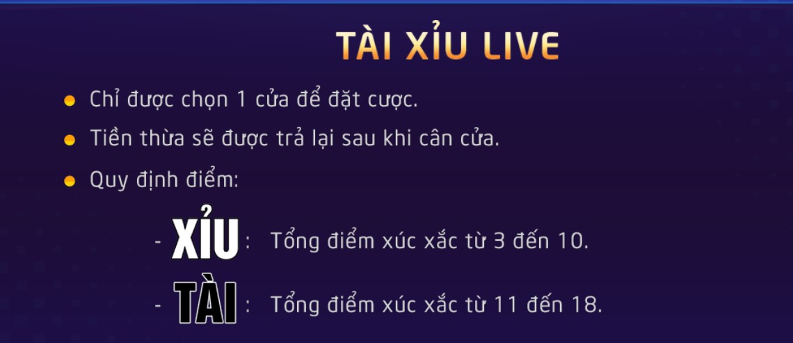 Luật chơi và cách đặt cược Tài Xỉu Livestream tại 11Bet