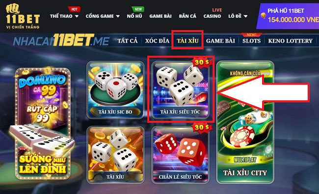 Truy cập vào game Tài Xỉu Siêu Tốc tại V-Gaming 11Bet